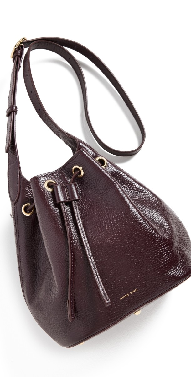ANINE BING Mini Alana Bucket Bag Burgundy