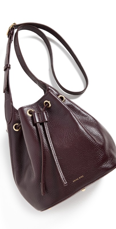 ANINE BING Mini Alana Bucket Bag Burgundy