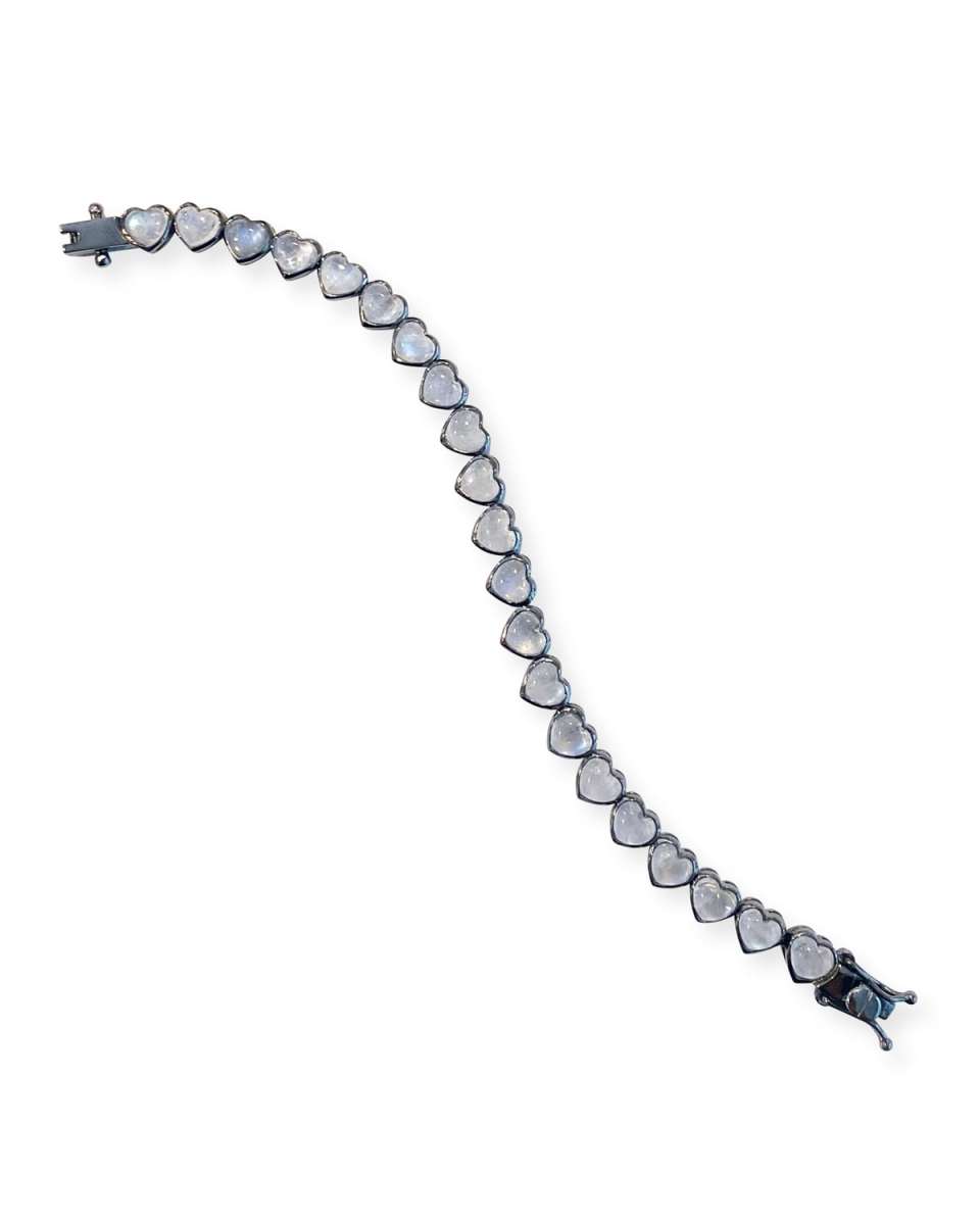 Small Heart Bracelet, Rainbow Moonstone