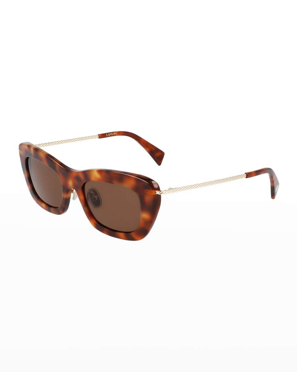 Babe Rectangle Twisted Metal/Acetate Sunglasses
