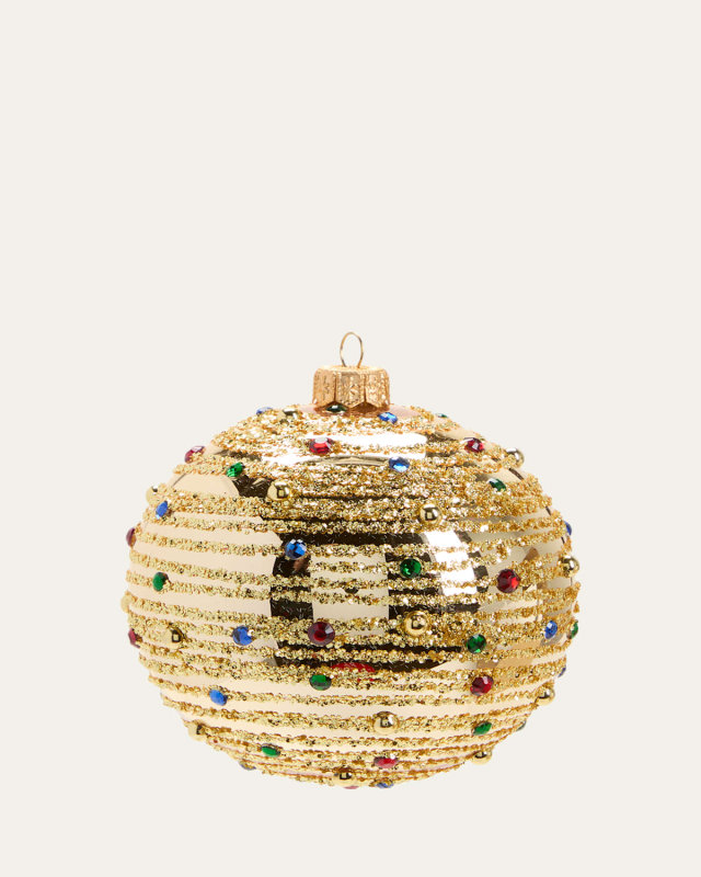 Embellished Transparent Glass Christmas Ornament