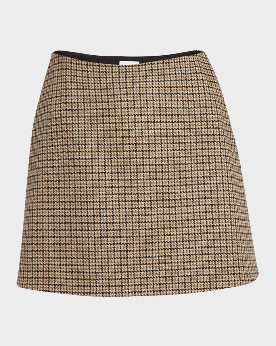Houndstooth Plaid Mini Skirt