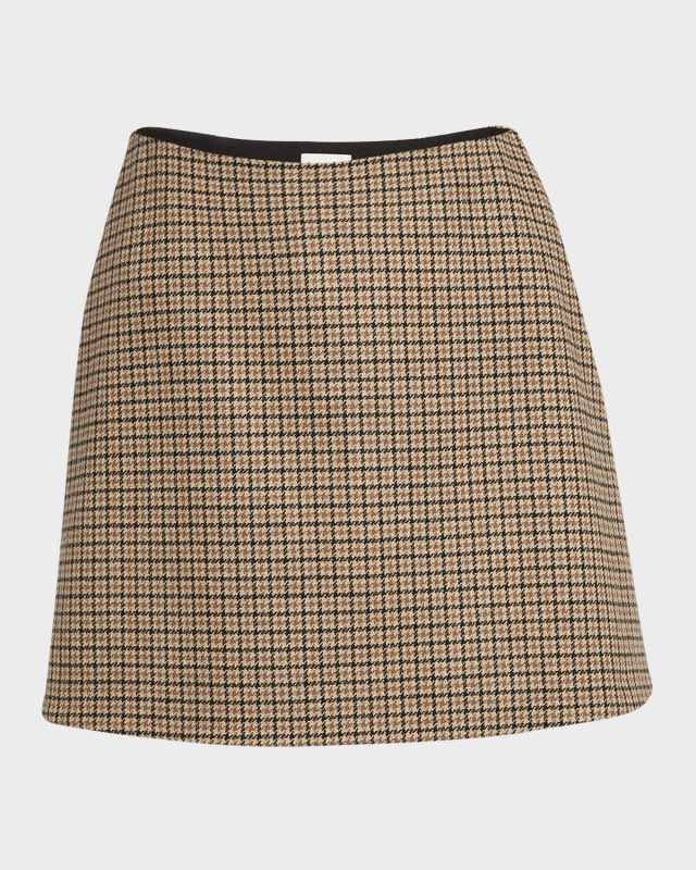 Houndstooth Plaid Mini Skirt