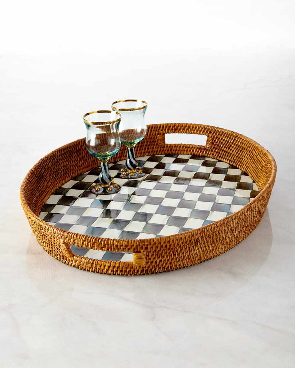 Courtly Check Rattan Party Tray
