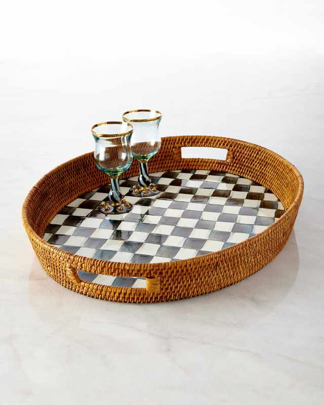 Courtly Check Rattan Party Tray