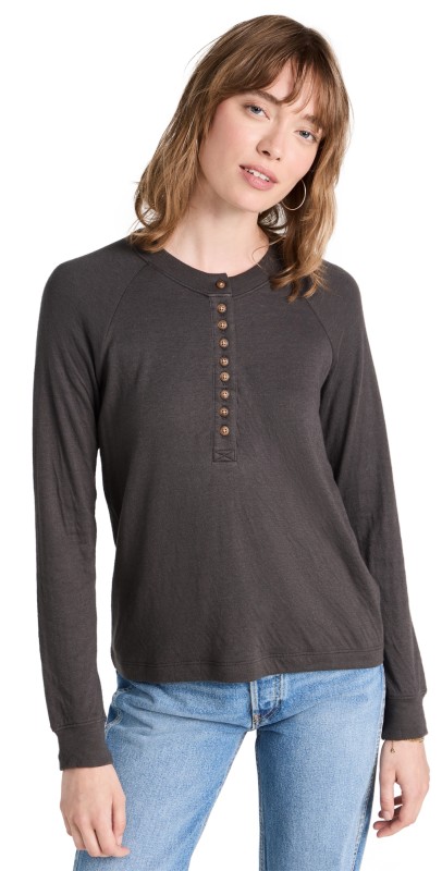 Faherty Cloud Henley Washed Black