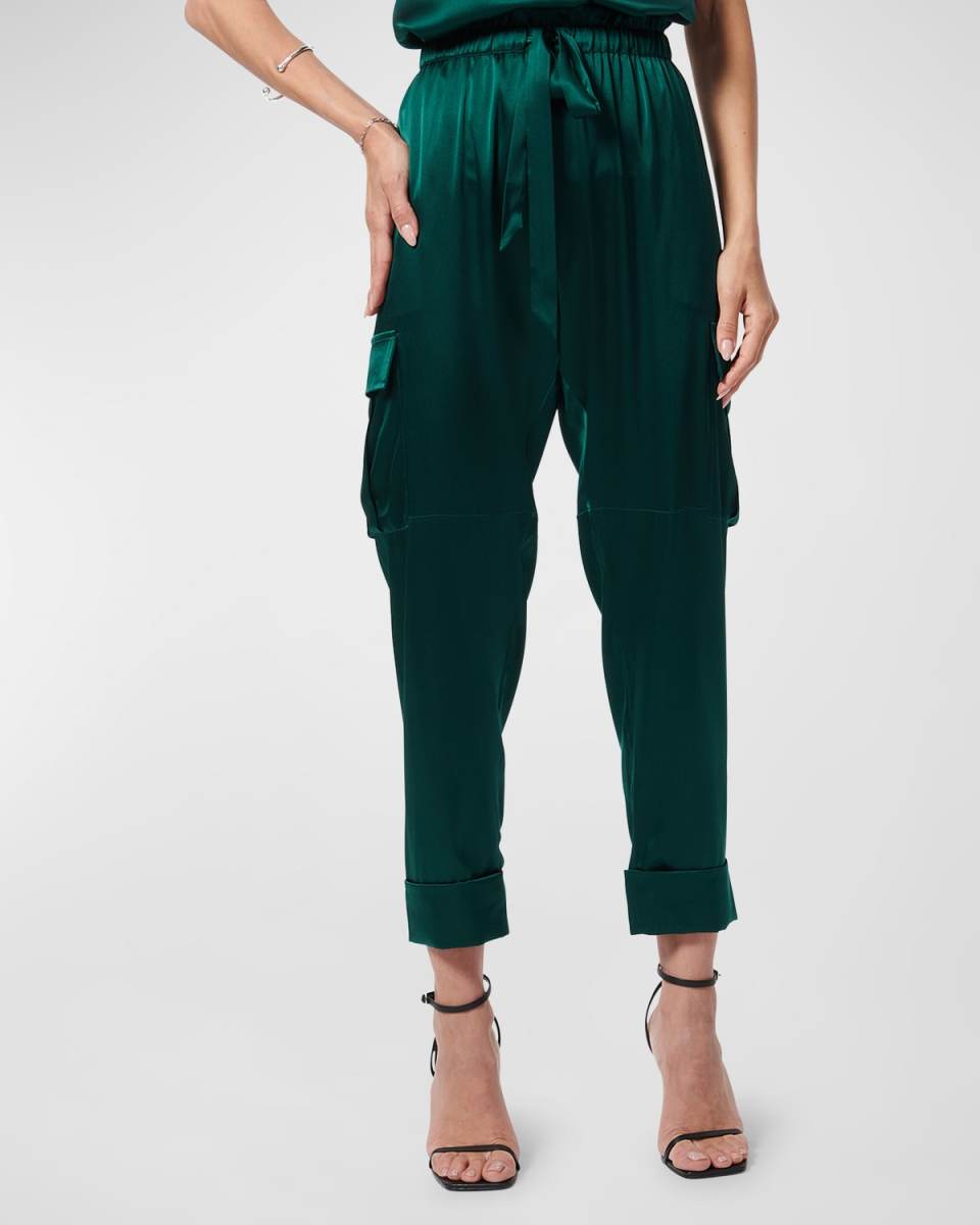 Carmen Cropped Silk Cargo Pants