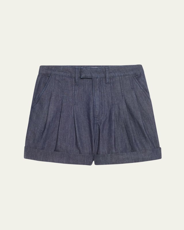 Pleated Wide-Cuff Shorts