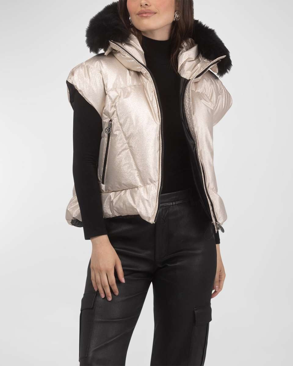 Apres-Ski Vest With Detachable Toscana Lamb Shearling Hood Trim