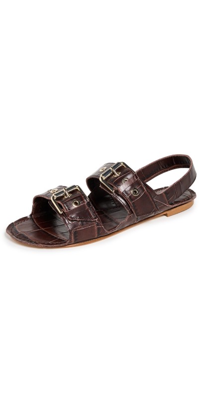 Jamie Haller The Double Buckle Sandals Espresso Croc