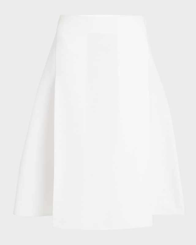 Flared Midi Skirt with Double Pleating