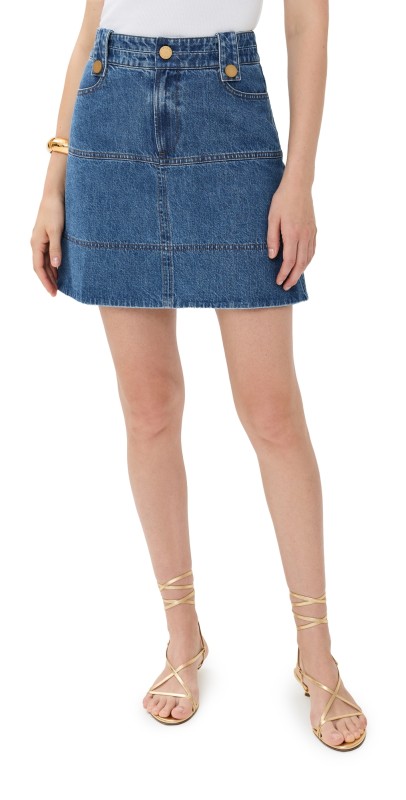 Tanya Taylor Short Hudie Skirt Medium Indigo Blue