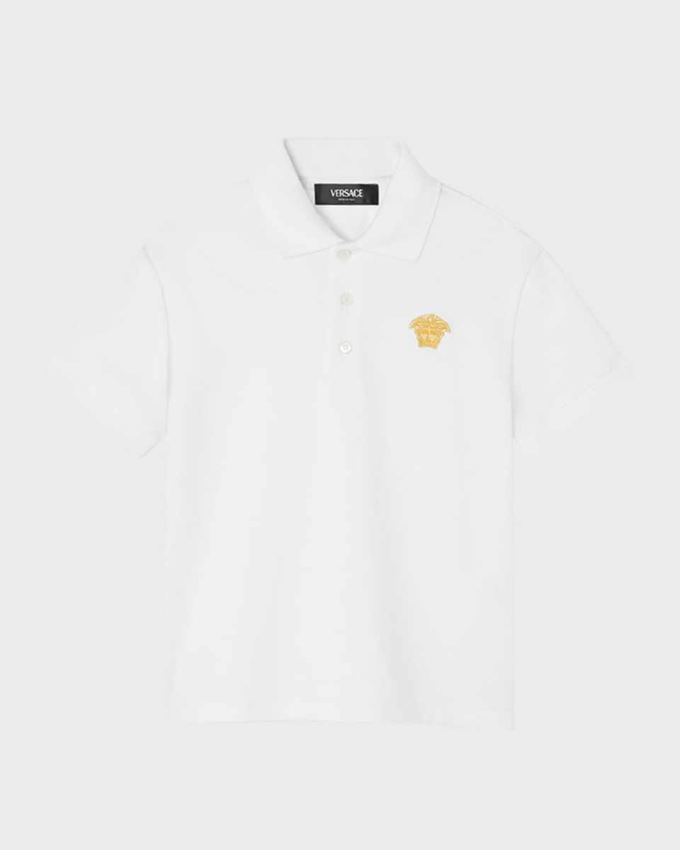 Boy's Polo Shirt W/ Embroidered Medusa, Size 4-