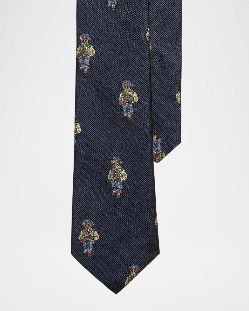 Boy's Polo Bear Printed Necktie, Size 8-20
