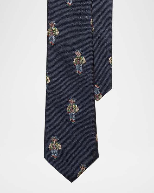 Boy's Polo Bear Printed Necktie, Size 8-20