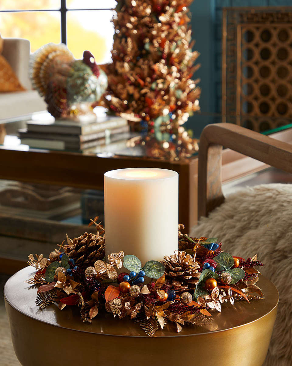 4" Gracious Harvest Candle Ring Christmas Wreath