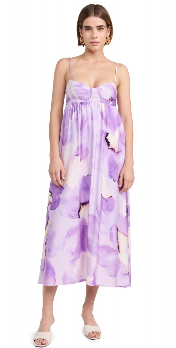 BARDOT Lenora Printed Midi Dress Lavender Floral
