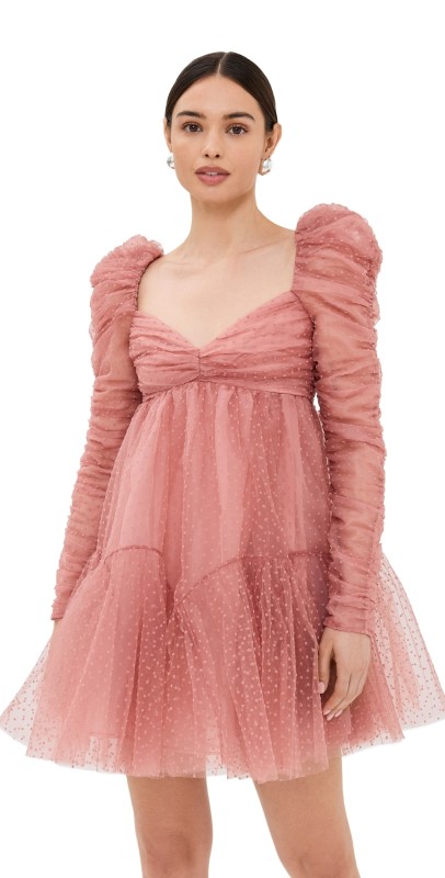Zimmermann Tulle Ruched Mini Dress Black