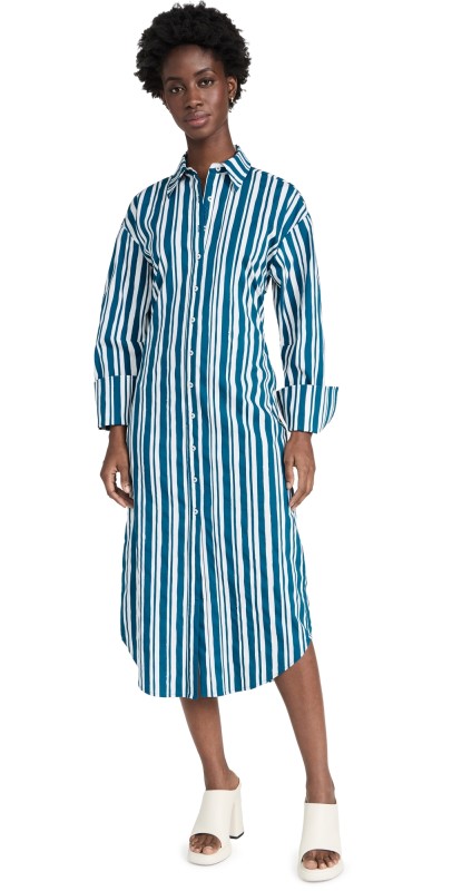SIMONMILLER Kerr Poplin Dress Ink/Macadamia Stripe