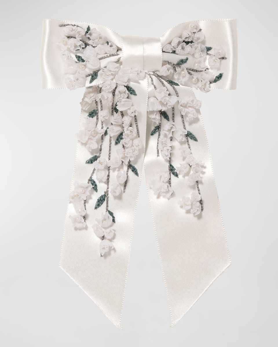 Leora Floral Silk Bow Barrette