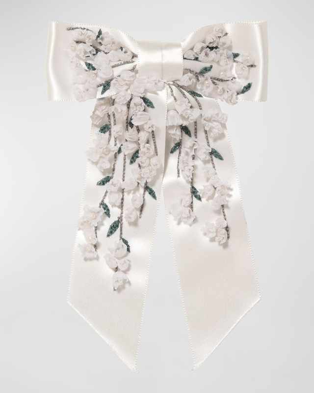 Leora Floral Silk Bow Barrette