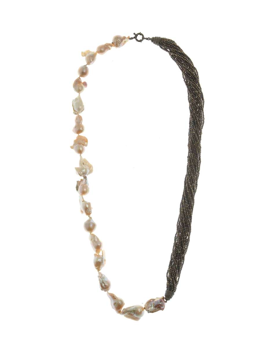 Half Baroque Pearl & Spinel Necklace