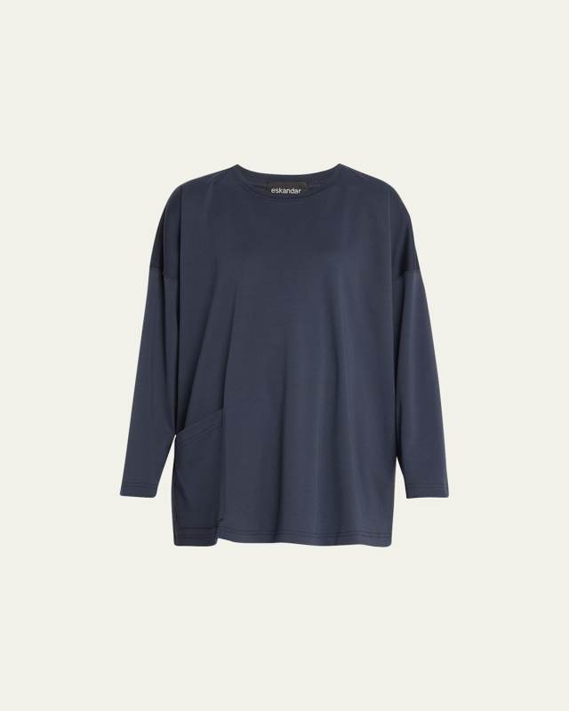 One-Pocket Round-Neck Long T-Shirt