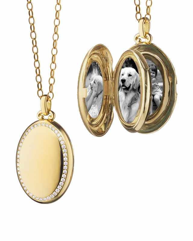 18K Yellow Gold Four Image Premier Diamond Locket Necklace