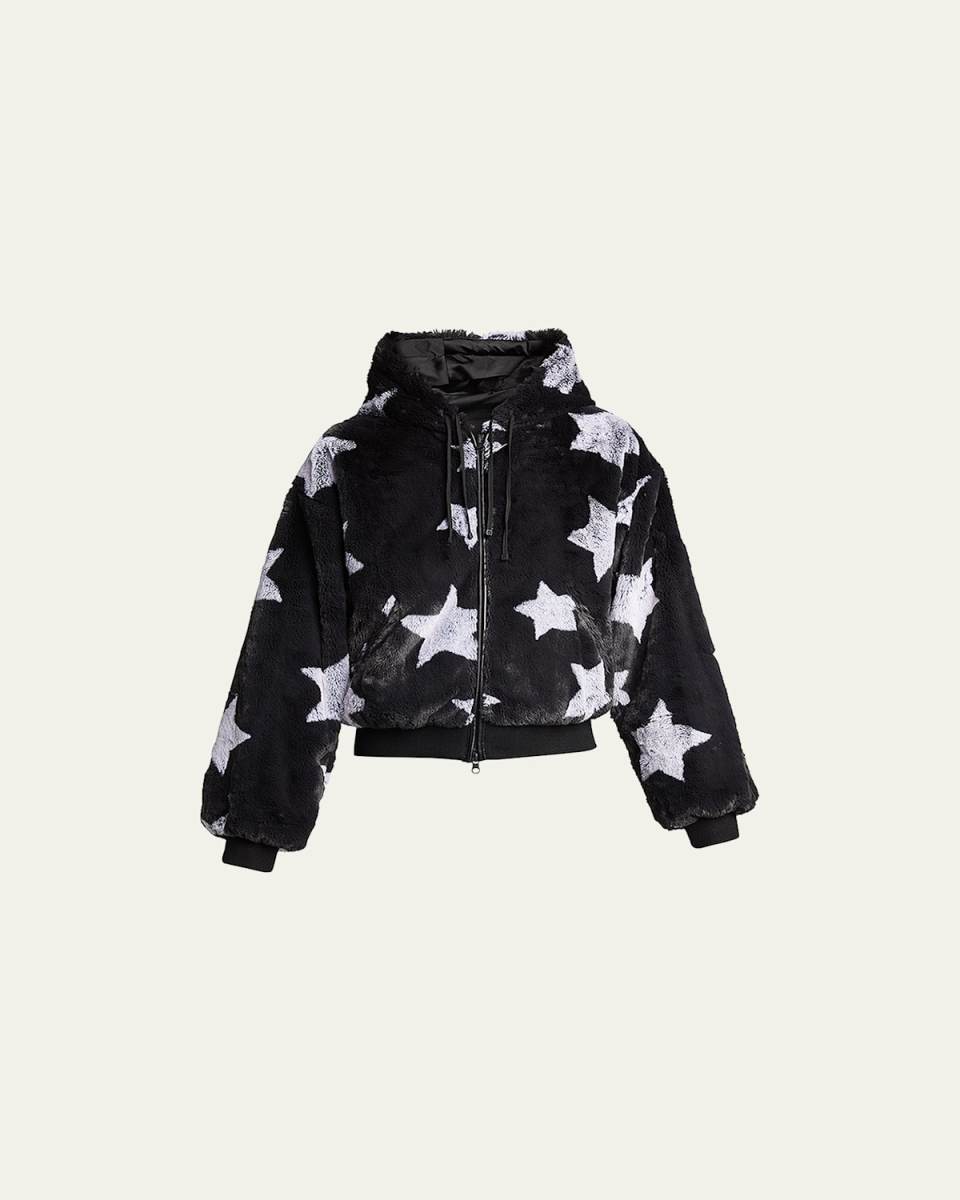 Faux-Fur Reversible Star Hoo