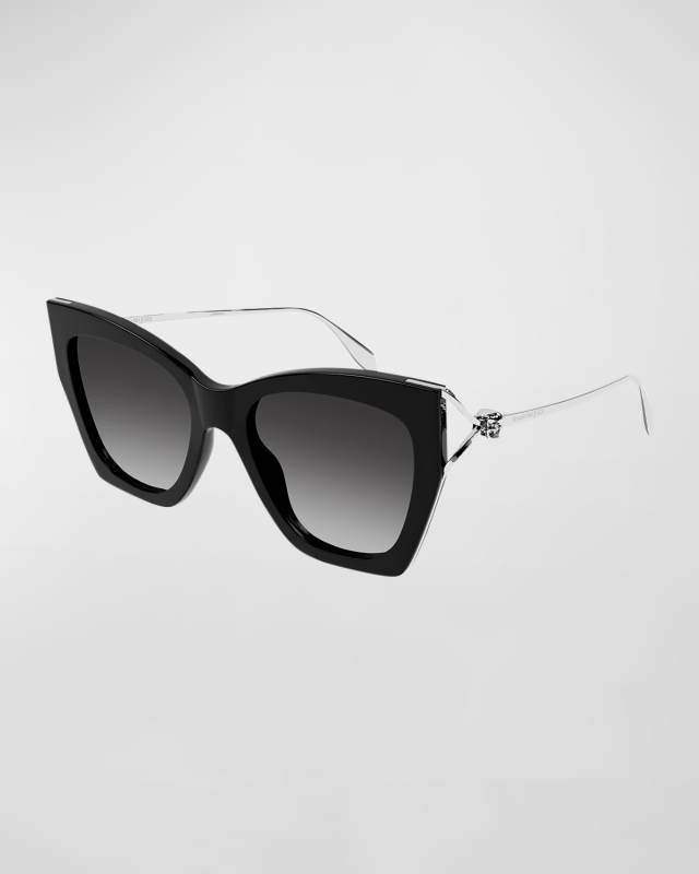 Skull Crystal Acetate & Metal Butterfly Sunglasses