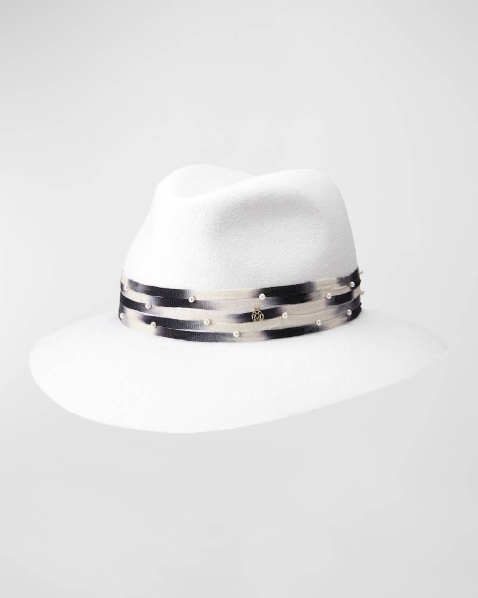 Henrietta Felt Fedora With Pearly Tie-Dye Band