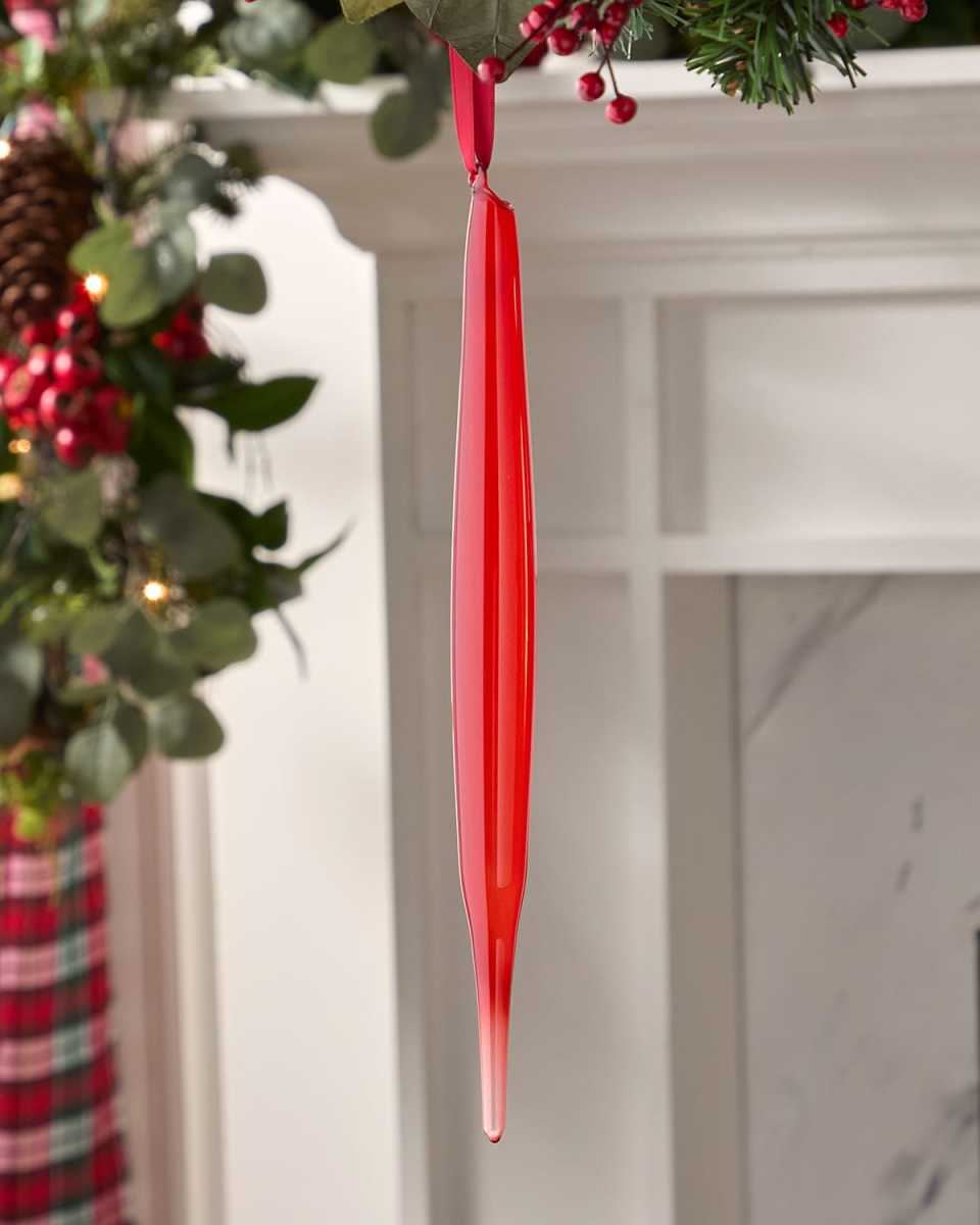 Red Bubblegum Elliptical Glass Christmas Ornament