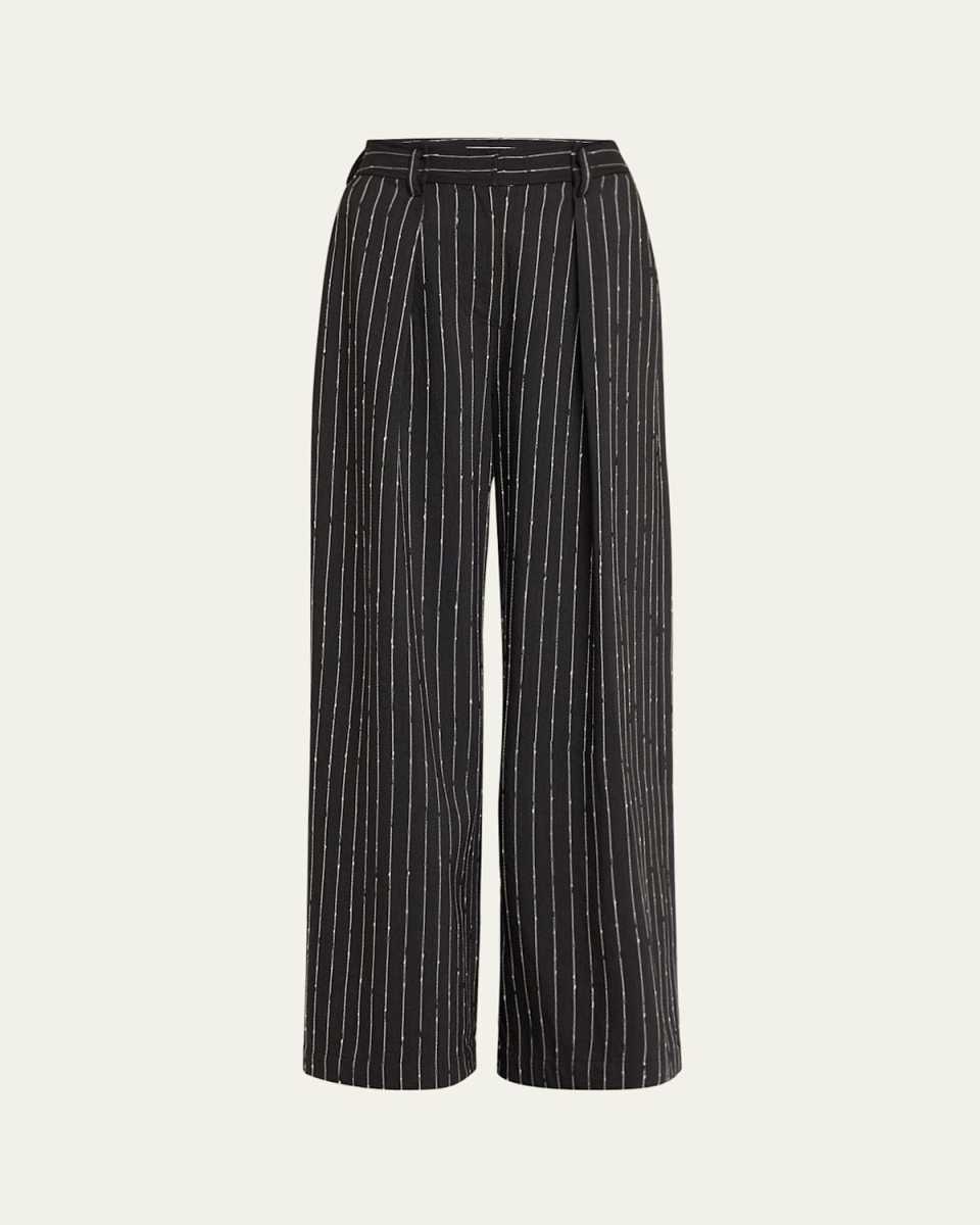 Sylvie Wide-Leg Pinstripe Pants