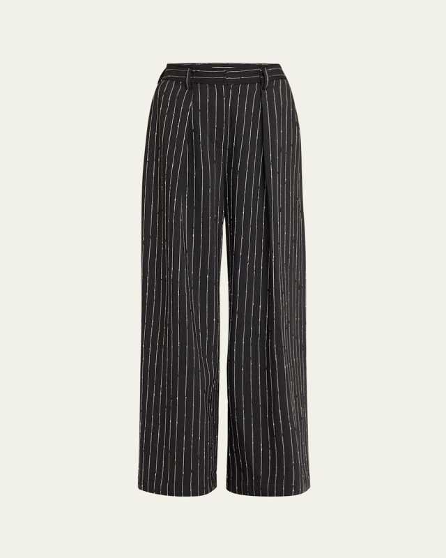 Sylvie Wide-Leg Pinstripe Pants