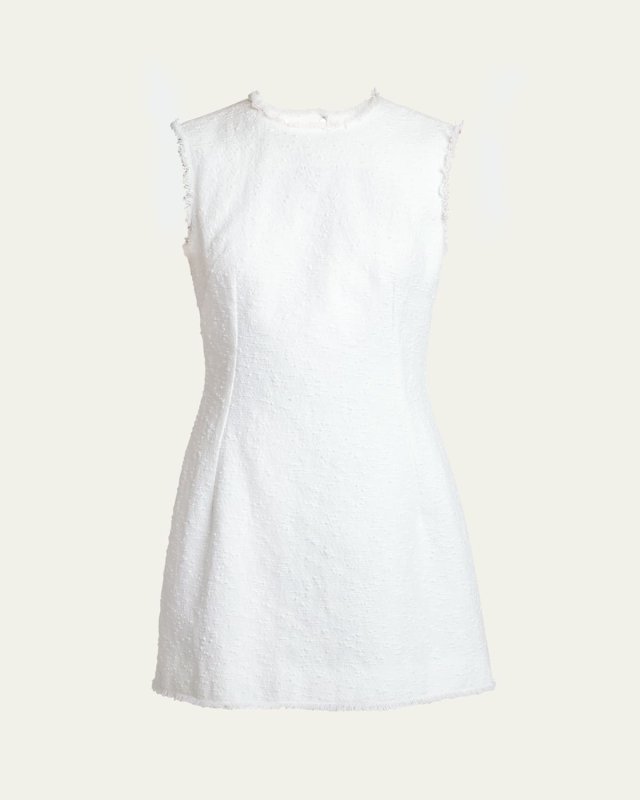 Rachel Linen Mini Dress with Frayed Trim