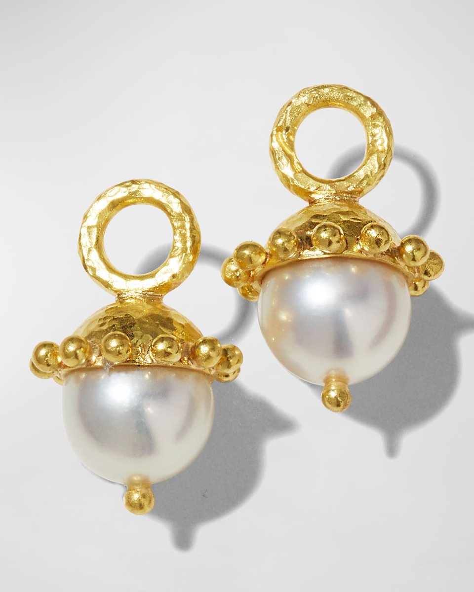 19K White Pearl Earring Pendants