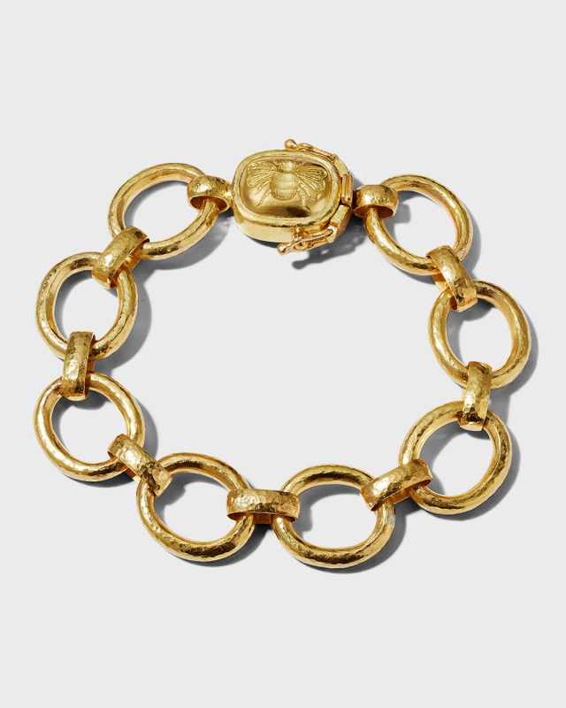 19k Gold Link Bracelet with Fat Bee Clasp