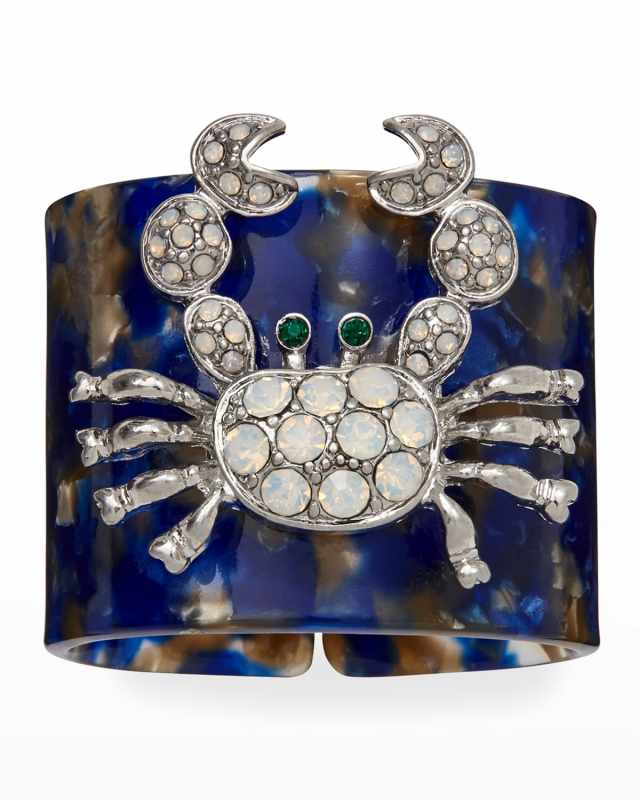 Crab Blue Resin Napkin Rings, Set of 4