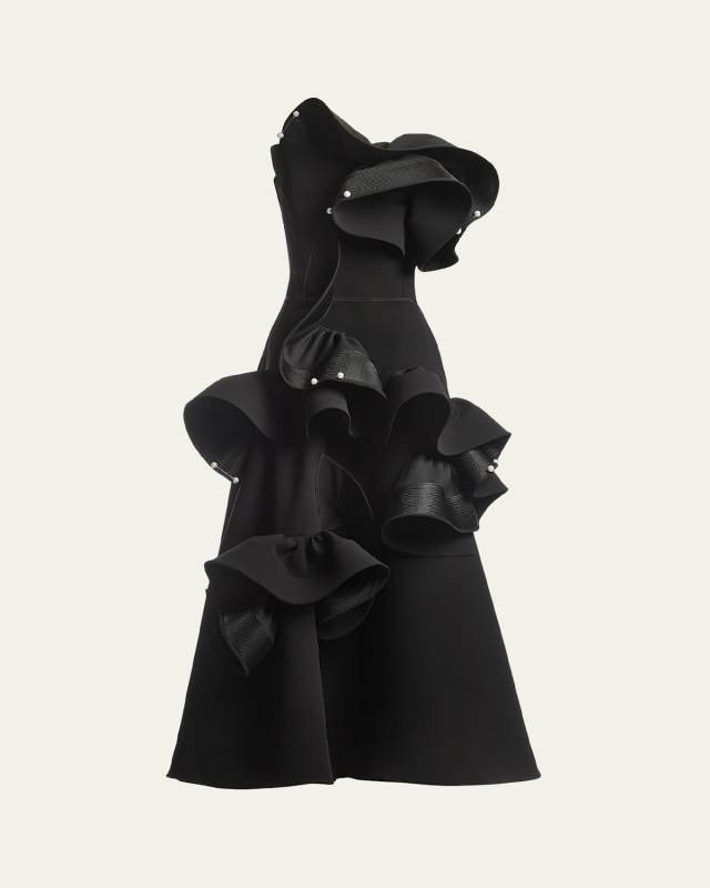 Atonement Strapless Ruffle Pearly Dress