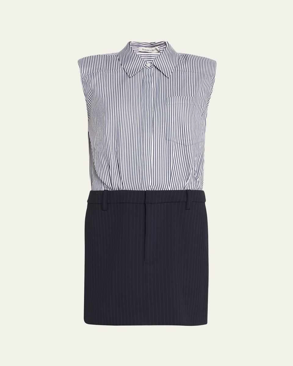 Graham Shirting Combo Mini Dress