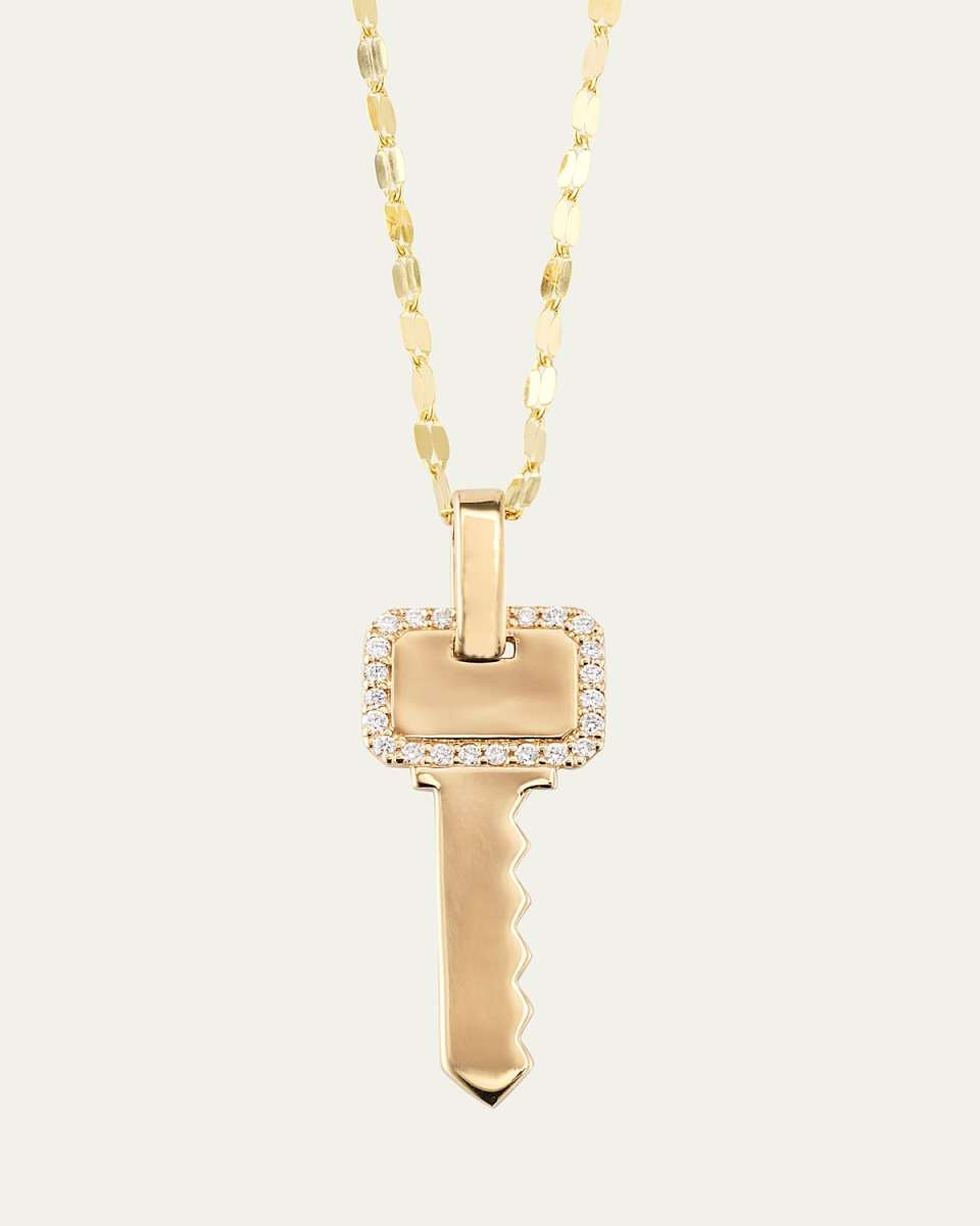 Flawless 14K Gold Lock Pendant Necklace