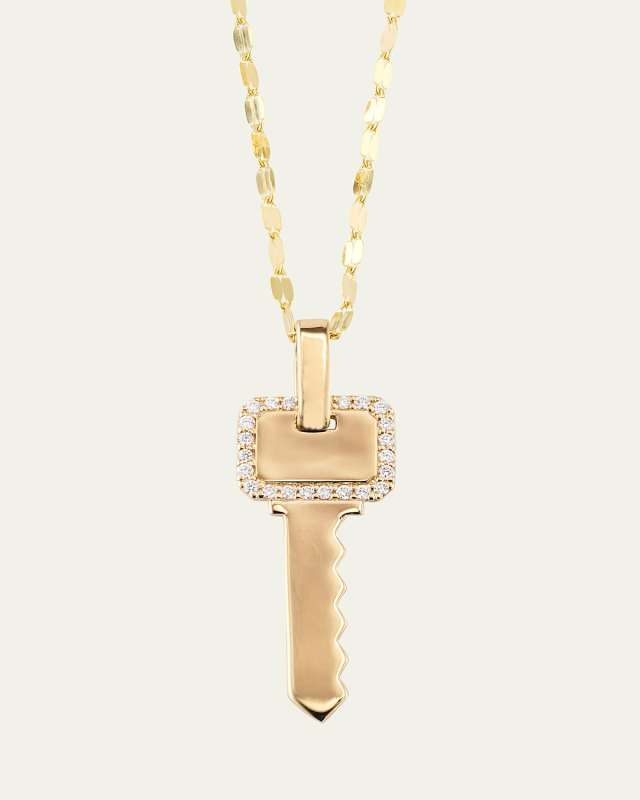 Flawless 14K Gold Lock Pendant Necklace