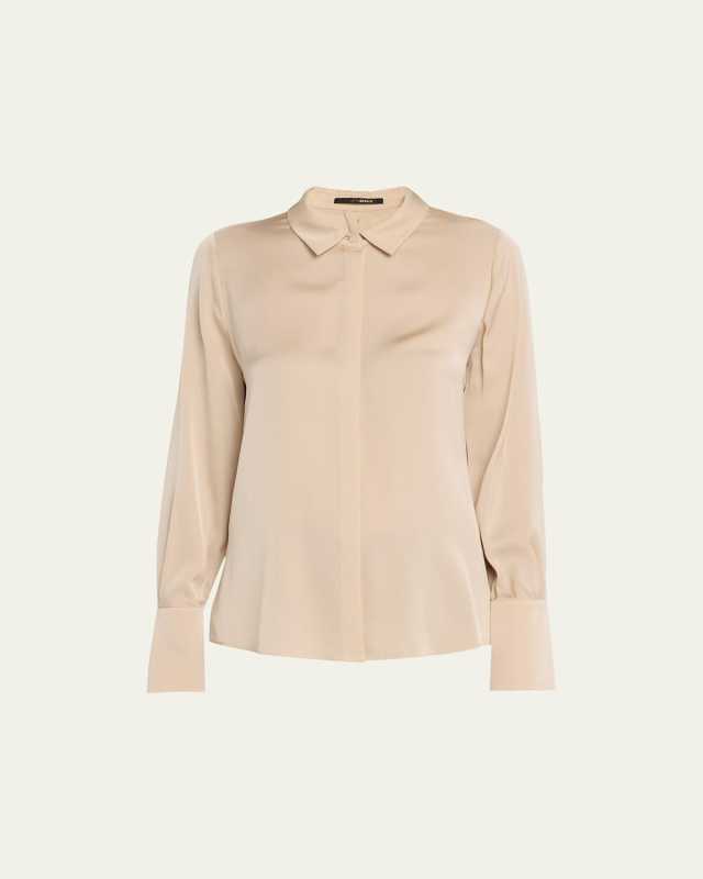 Larissa Split-Cuff Button-Down Blous