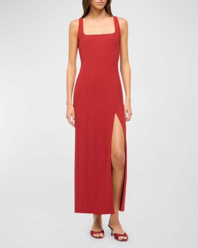Sleeveless Column Portrait Midi Dress