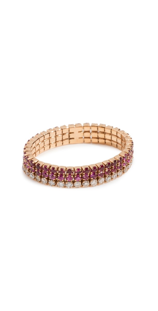 SHAY 18k Tri-Colored Threads Ring Rosegold Ruby/P. Sapp/Dia