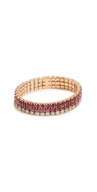 SHAY 18k Tri-Colored Threads Ring Rosegold Ruby/P. Sapp/Dia