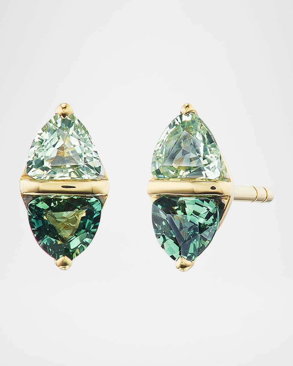 Tilly 18K Yellow Gold Green Sapphire Stud Earrings