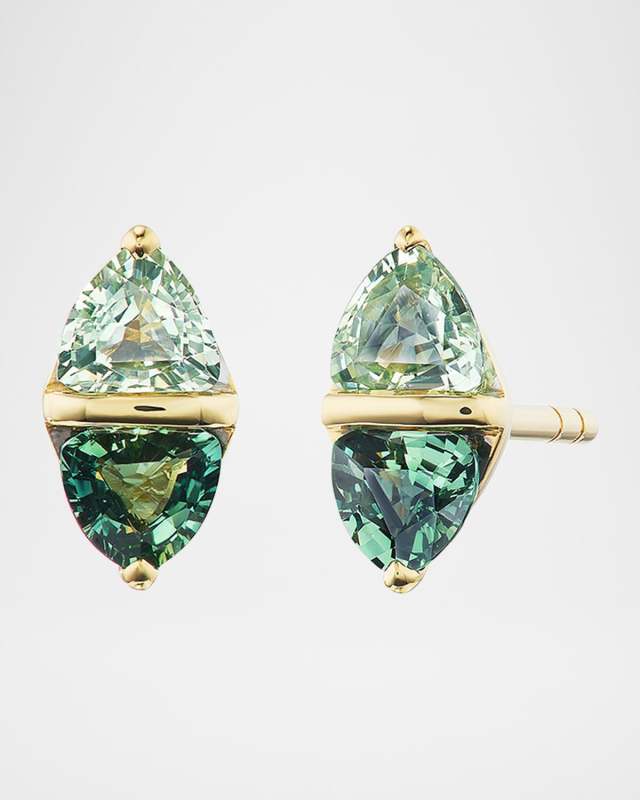 Tilly 18K Yellow Gold Green Sapphire Stud Earrings