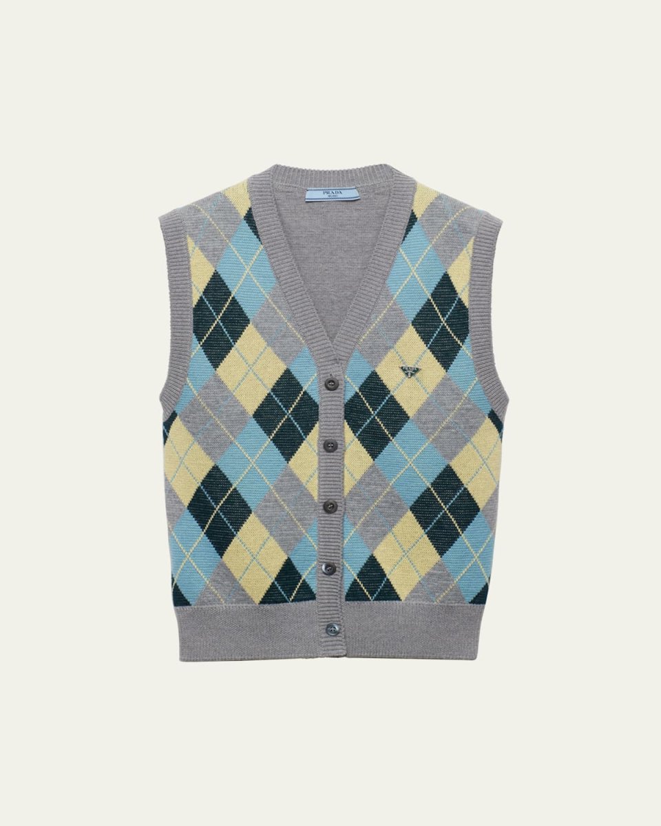 Jacquard Argyle Superfine Wool Vest