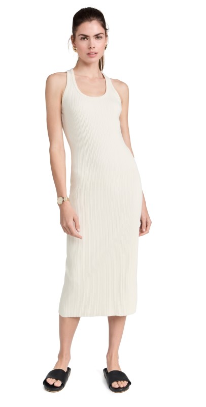 Sweaty Betty Resort Rib Tank Dress Lily White